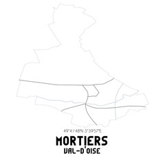 MORTIERS Val-d'Oise. Minimalistic street map with black and white lines.
