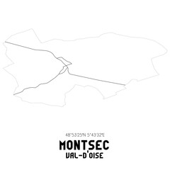 MONTSEC Val-d'Oise. Minimalistic street map with black and white lines.