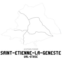 SAINT-ETIENNE-LA-GENESTE Val-d'Oise. Minimalistic street map with black and white lines.