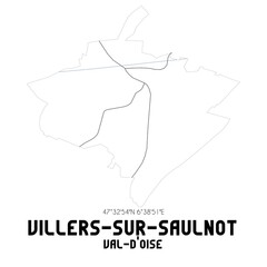 VILLERS-SUR-SAULNOT Val-d'Oise. Minimalistic street map with black and white lines.