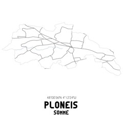 PLONEIS Somme. Minimalistic street map with black and white lines.