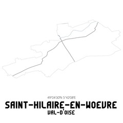 SAINT-HILAIRE-EN-WOEVRE Val-d'Oise. Minimalistic street map with black and white lines.