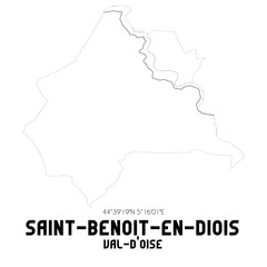 SAINT-BENOIT-EN-DIOIS Val-d'Oise. Minimalistic street map with black and white lines.