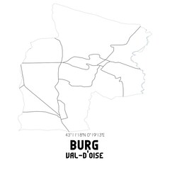 BURG Val-d'Oise. Minimalistic street map with black and white lines.