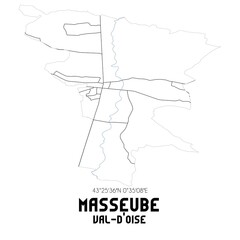 MASSEUBE Val-d'Oise. Minimalistic street map with black and white lines.