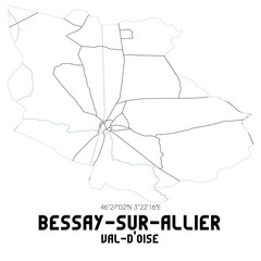 BESSAY-SUR-ALLIER Val-d'Oise. Minimalistic street map with black and white lines.
