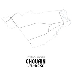 CHOUAIN Val-d'Oise. Minimalistic street map with black and white lines.