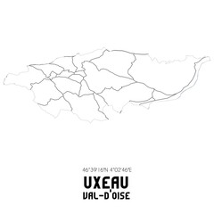 UXEAU Val-d'Oise. Minimalistic street map with black and white lines.