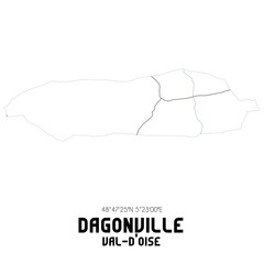 DAGONVILLE Val-d'Oise. Minimalistic street map with black and white lines.