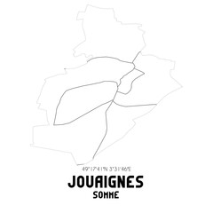 JOUAIGNES Somme. Minimalistic street map with black and white lines.