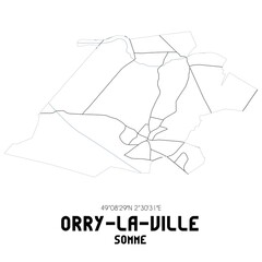 ORRY-LA-VILLE Somme. Minimalistic street map with black and white lines.