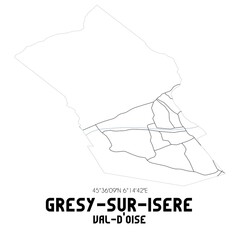 GRESY-SUR-ISERE Val-d'Oise. Minimalistic street map with black and white lines.
