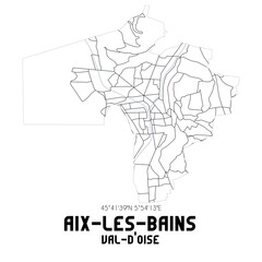 AIX-LES-BAINS Val-d'Oise. Minimalistic street map with black and white lines.