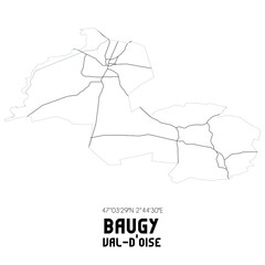 BAUGY Val-d'Oise. Minimalistic street map with black and white lines.