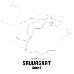 SAUVAGNAT Somme. Minimalistic street map with black and white lines.