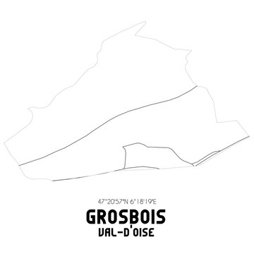 GROSBOIS Val-d'Oise. Minimalistic street map with black and white lines.