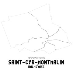SAINT-CYR-MONTMALIN Val-d'Oise. Minimalistic street map with black and white lines.