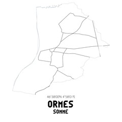 ORMES Somme. Minimalistic street map with black and white lines.