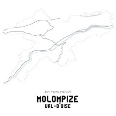 MOLOMPIZE Val-d'Oise. Minimalistic street map with black and white lines.