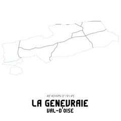 LA GENEVRAIE Val-d'Oise. Minimalistic street map with black and white lines.