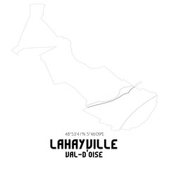 LAHAYVILLE Val-d'Oise. Minimalistic street map with black and white lines.
