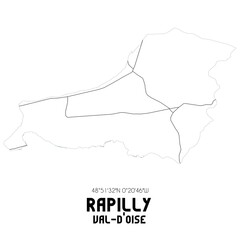 RAPILLY Val-d'Oise. Minimalistic street map with black and white lines.
