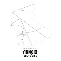 ANNOIX Val-d'Oise. Minimalistic street map with black and white lines.