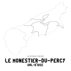 LE MONESTIER-DU-PERCY Val-d'Oise. Minimalistic street map with black and white lines.