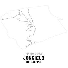 JONGIEUX Val-d'Oise. Minimalistic street map with black and white lines.