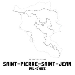 SAINT-PIERRE-SAINT-JEAN Val-d'Oise. Minimalistic street map with black and white lines.