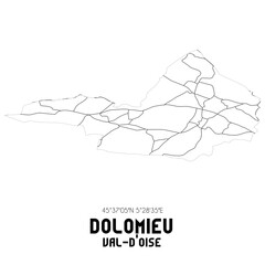 DOLOMIEU Val-d'Oise. Minimalistic street map with black and white lines.