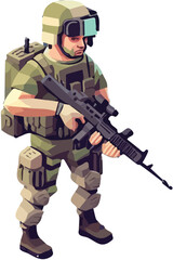 Fototapeta premium Isometric vector illustration of modern soldier