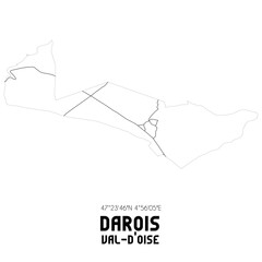 DAROIS Val-d'Oise. Minimalistic street map with black and white lines.