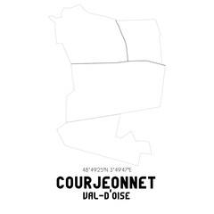 COURJEONNET Val-d'Oise. Minimalistic street map with black and white lines.