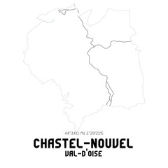 CHASTEL-NOUVEL Val-d'Oise. Minimalistic street map with black and white lines.