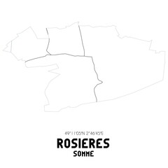 ROSIERES Somme. Minimalistic street map with black and white lines.