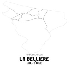 LA BELLIERE Val-d'Oise. Minimalistic street map with black and white lines.
