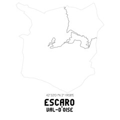 ESCARO Val-d'Oise. Minimalistic street map with black and white lines.