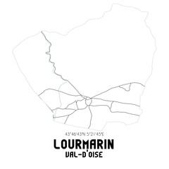 LOURMARIN Val-d'Oise. Minimalistic street map with black and white lines.
