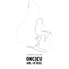 ONCIEU Val-d'Oise. Minimalistic street map with black and white lines.