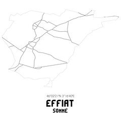 EFFIAT Somme. Minimalistic street map with black and white lines.