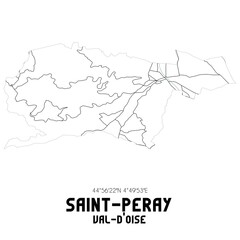 SAINT-PERAY Val-d'Oise. Minimalistic street map with black and white lines.