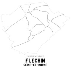 FLECHIN Seine-et-Marne. Minimalistic street map with black and white lines.