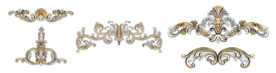 Noble festive white and gold vintage style embellishment design elements