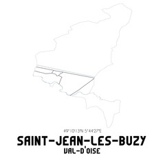 SAINT-JEAN-LES-BUZY Val-d'Oise. Minimalistic street map with black and white lines.
