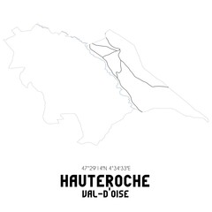 HAUTEROCHE Val-d'Oise. Minimalistic street map with black and white lines.