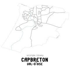 CAPBRETON Val-d'Oise. Minimalistic street map with black and white lines.