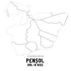 PENSOL Val-d'Oise. Minimalistic street map with black and white lines.