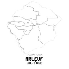 Fototapeta premium ARLEUF Val-d'Oise. Minimalistic street map with black and white lines.