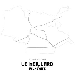LE MEILLARD Val-d'Oise. Minimalistic street map with black and white lines.